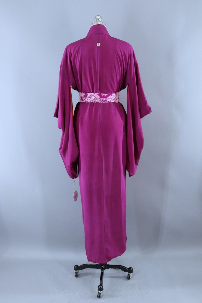 Vintage 1930s Magenta Silk Kimono Robe – ThisBlueBird