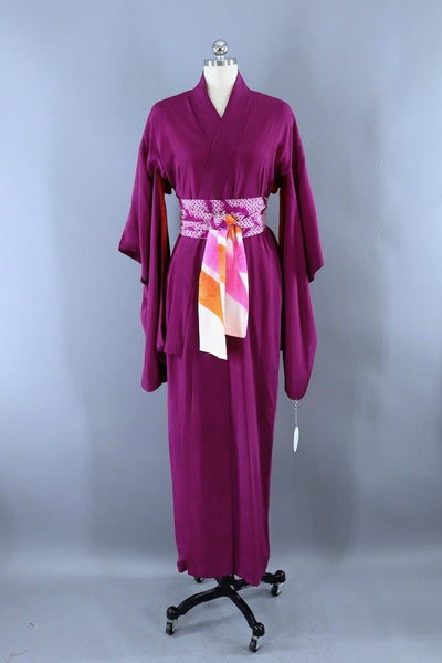 Vintage 1930s Magenta Silk Kimono Robe-ThisBlueBird - Modern Vintage