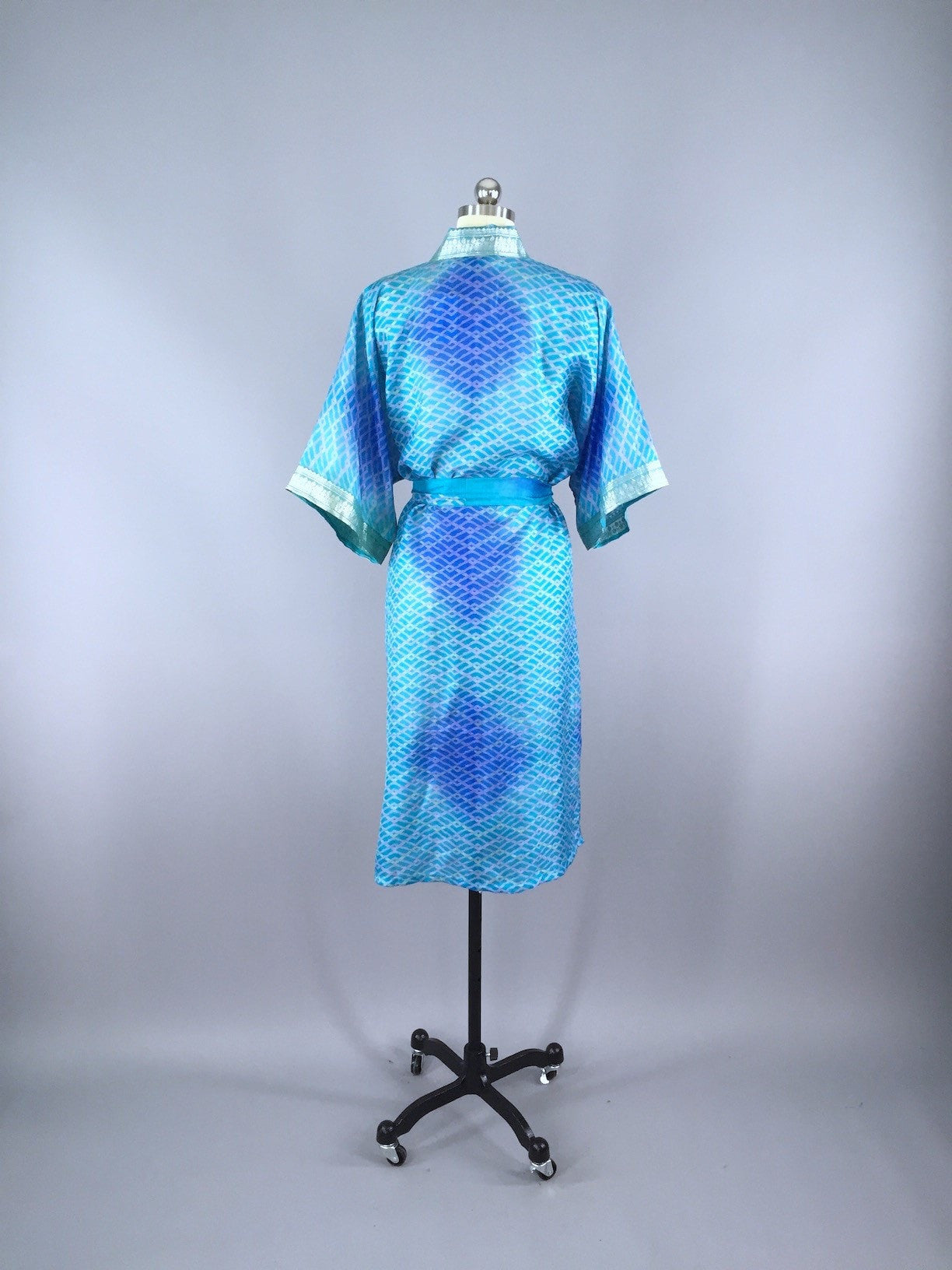 Sari Robe / Blue Weave Print - ThisBlueBird