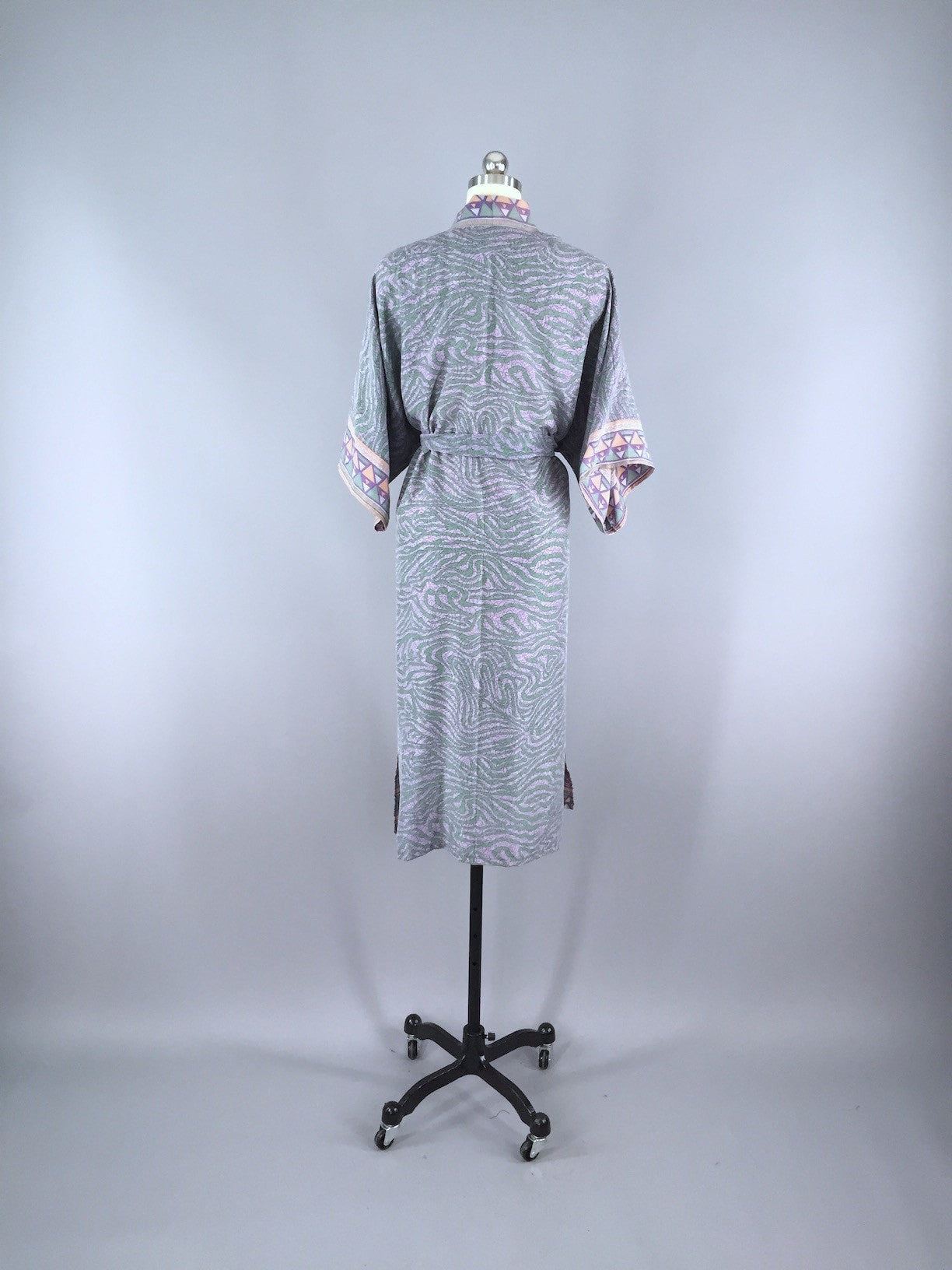 Sari Robe / Green Lavender Geometric - ThisBlueBird