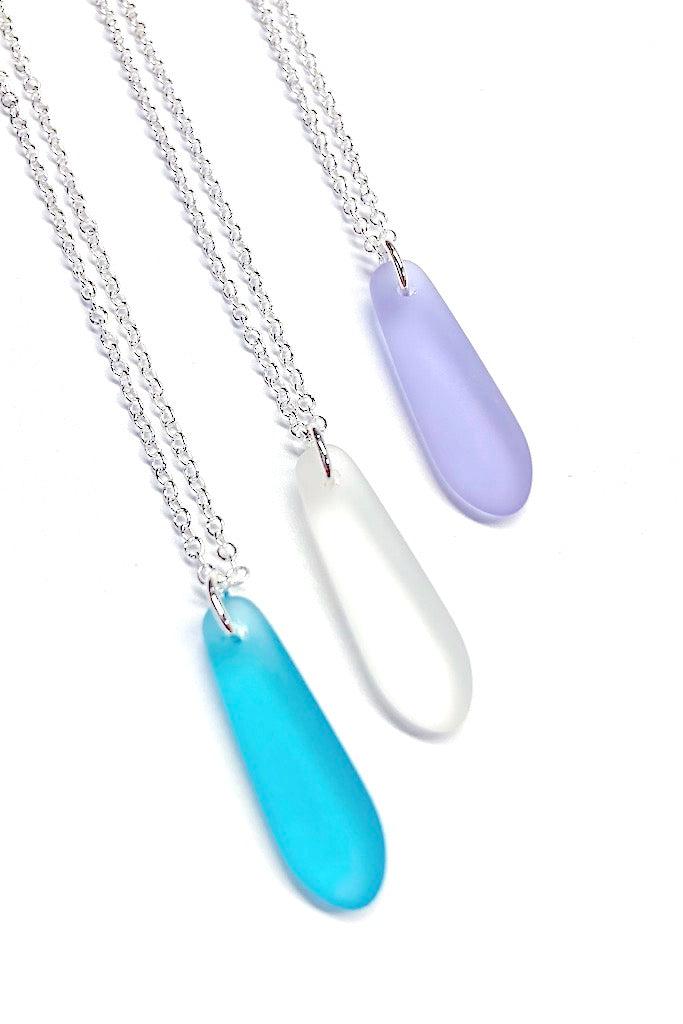 Sea Glass Drop Pendant Necklace-ThisBlueBird