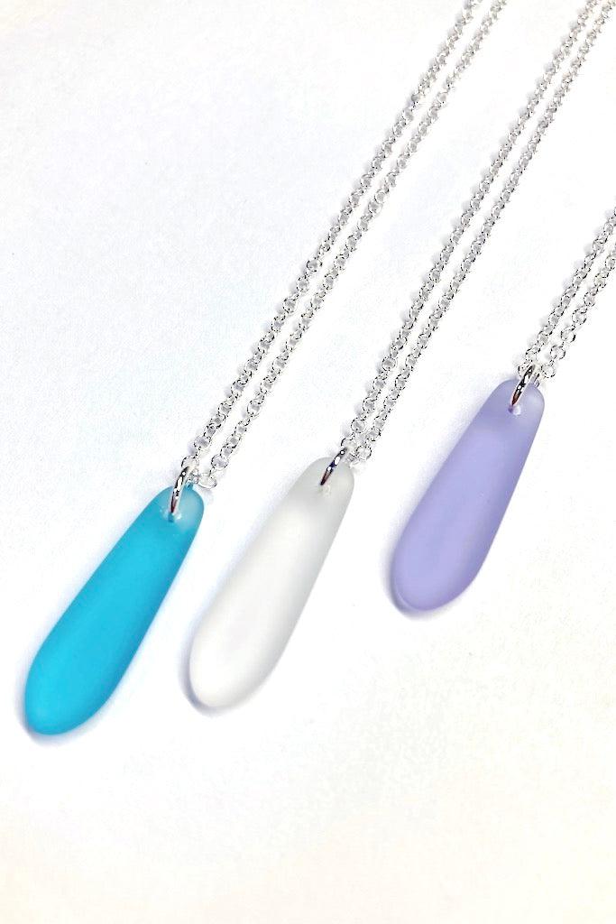Sea Glass Drop Pendant Necklace-ThisBlueBird