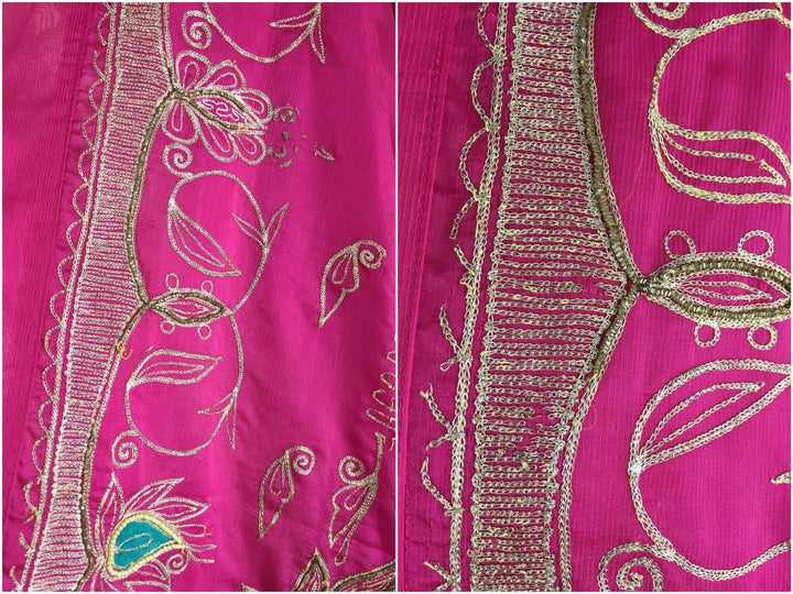 Silk Chiffon Kimono Cardigan / Vintage Indian Sari / Embroidered Pink - ThisBlueBird