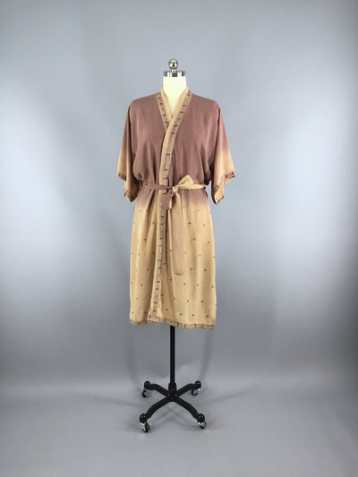 Silk Crepe Sari Robe / Brown Ombre - ThisBlueBird