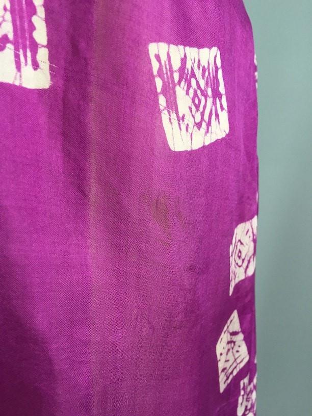 Silk Kaftan Dress / Vintage Indian Sari / Magenta Batik - ThisBlueBird