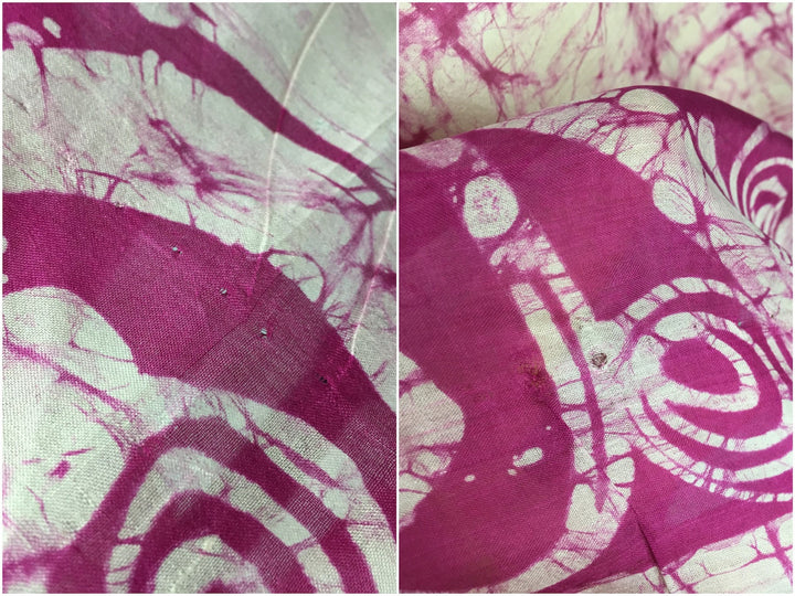 Silk Kaftan Dress / Vintage Indian Sari / Pink Batik Tie Dye - ThisBlueBird