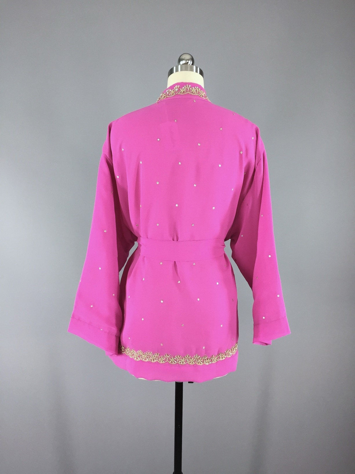 Silk Kimono Cardigan Jacket / Vintage Indian Sari / Pink Georgette - ThisBlueBird