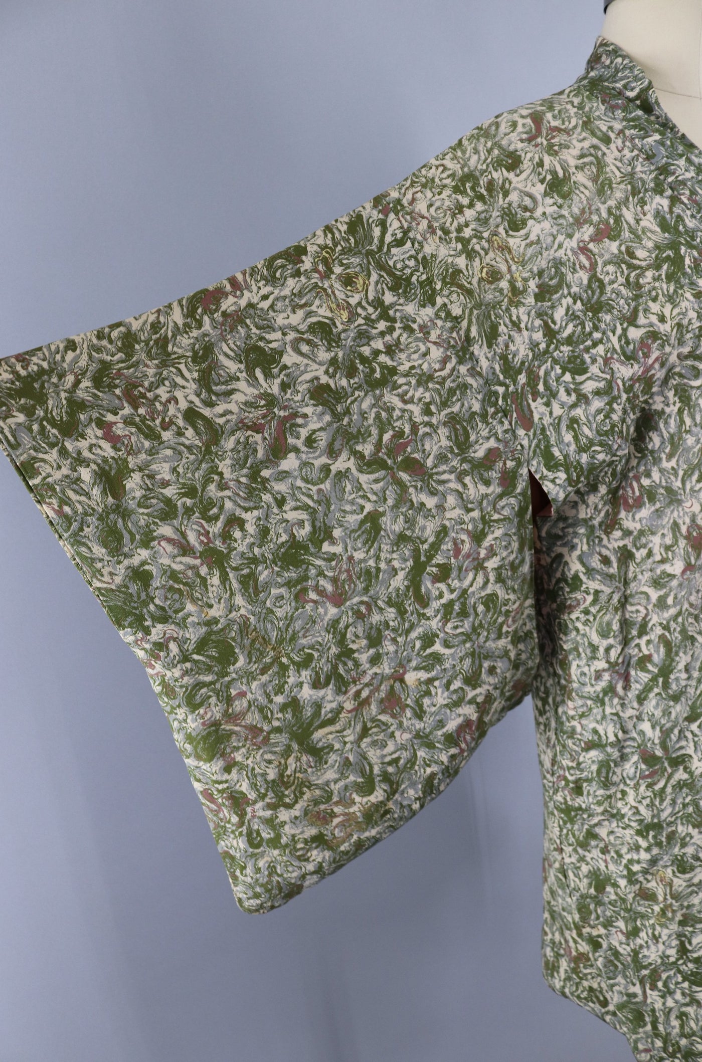 Silk Kimono Duster Jacket / Green Marble - ThisBlueBird