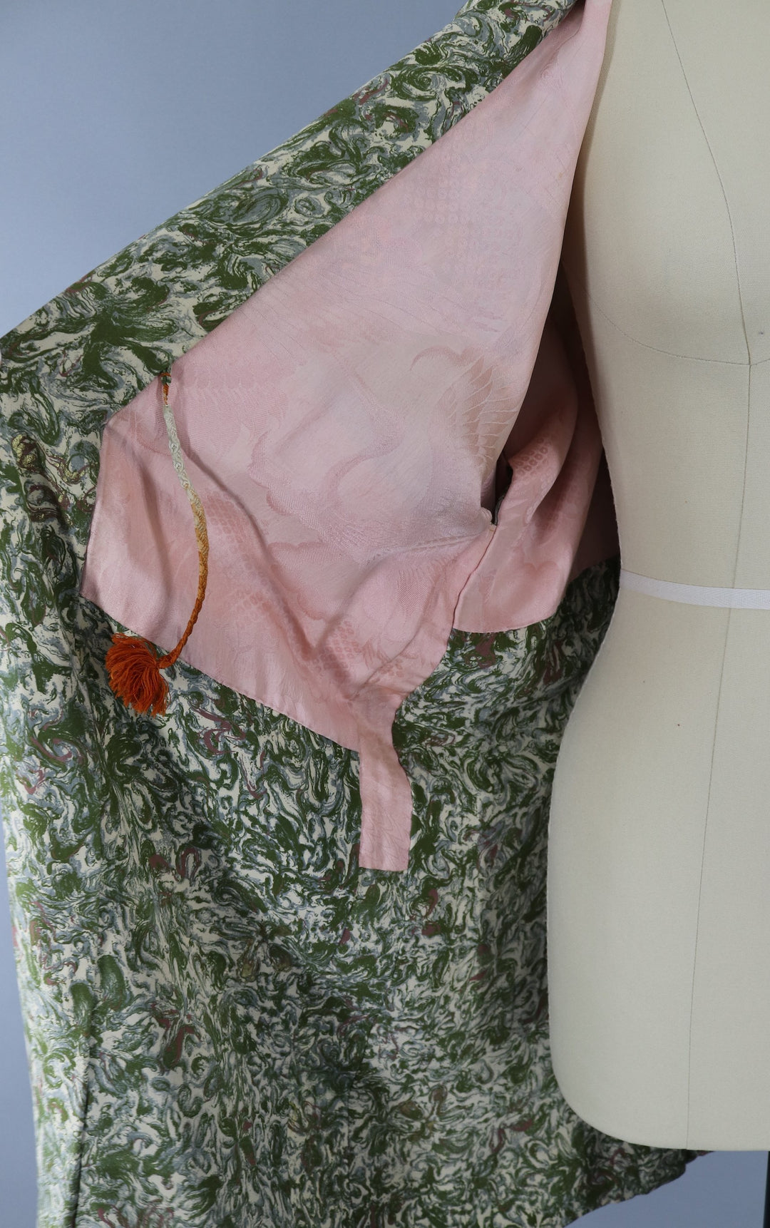 Silk Kimono Duster Jacket / Green Marble - ThisBlueBird