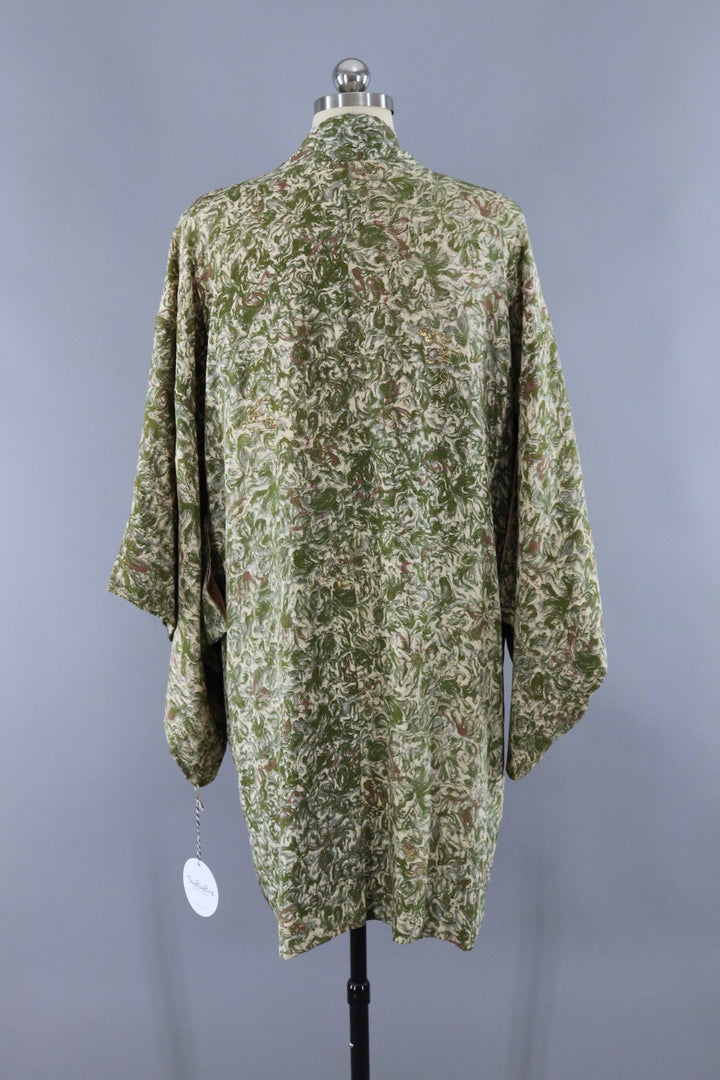 Silk Kimono Duster Jacket / Green Marble - ThisBlueBird