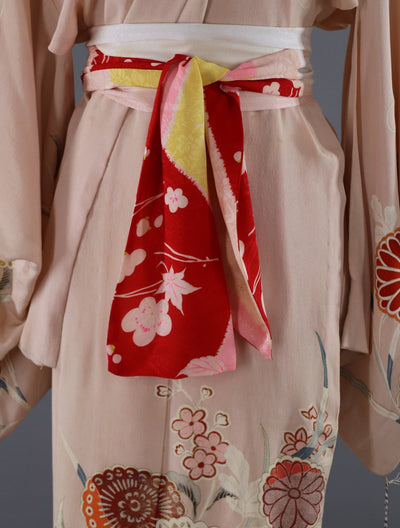 Silk Kimono Robe / Blush Pink Floral Print / 1950s - ThisBlueBird
