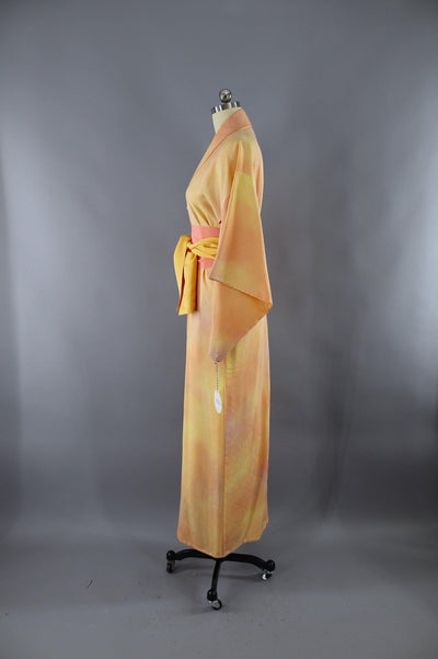 Silk Kimono Robe / Orange Sherbet Ombre / 1950s - ThisBlueBird