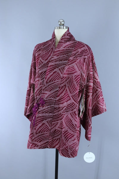 Silk Kimono Wrap Cardigan Coat - Purple Shibori - ThisBlueBird