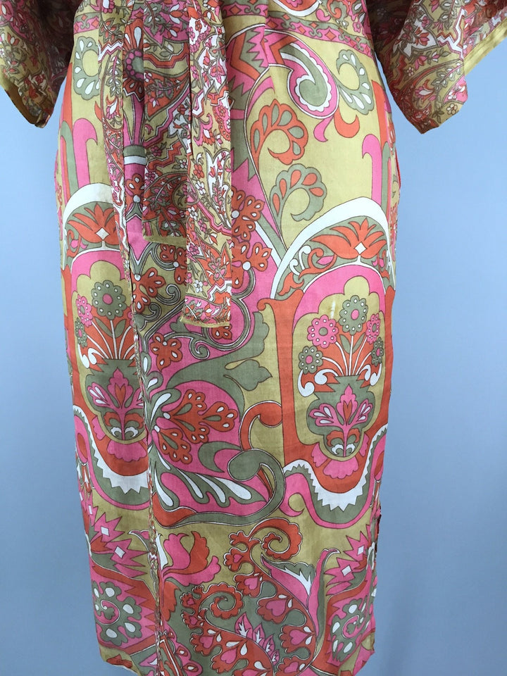 Silk Sari Robe / Autumn Orange Floral - ThisBlueBird