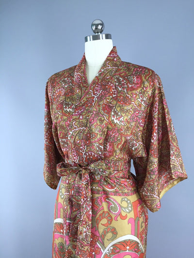 Silk Sari Robe / Autumn Orange Floral - ThisBlueBird