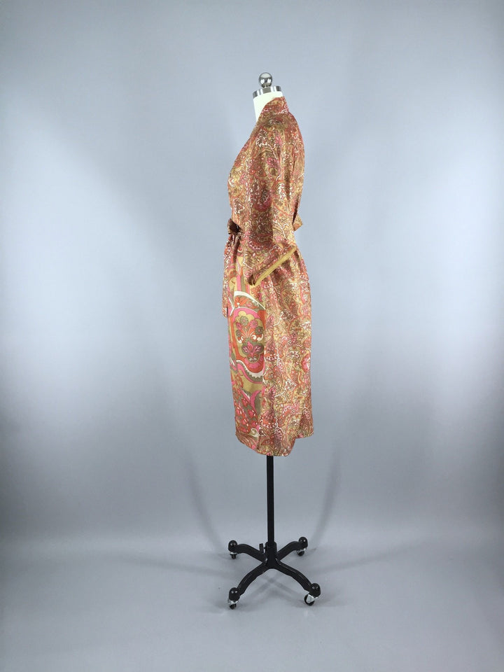 Silk Sari Robe / Autumn Orange Floral - ThisBlueBird