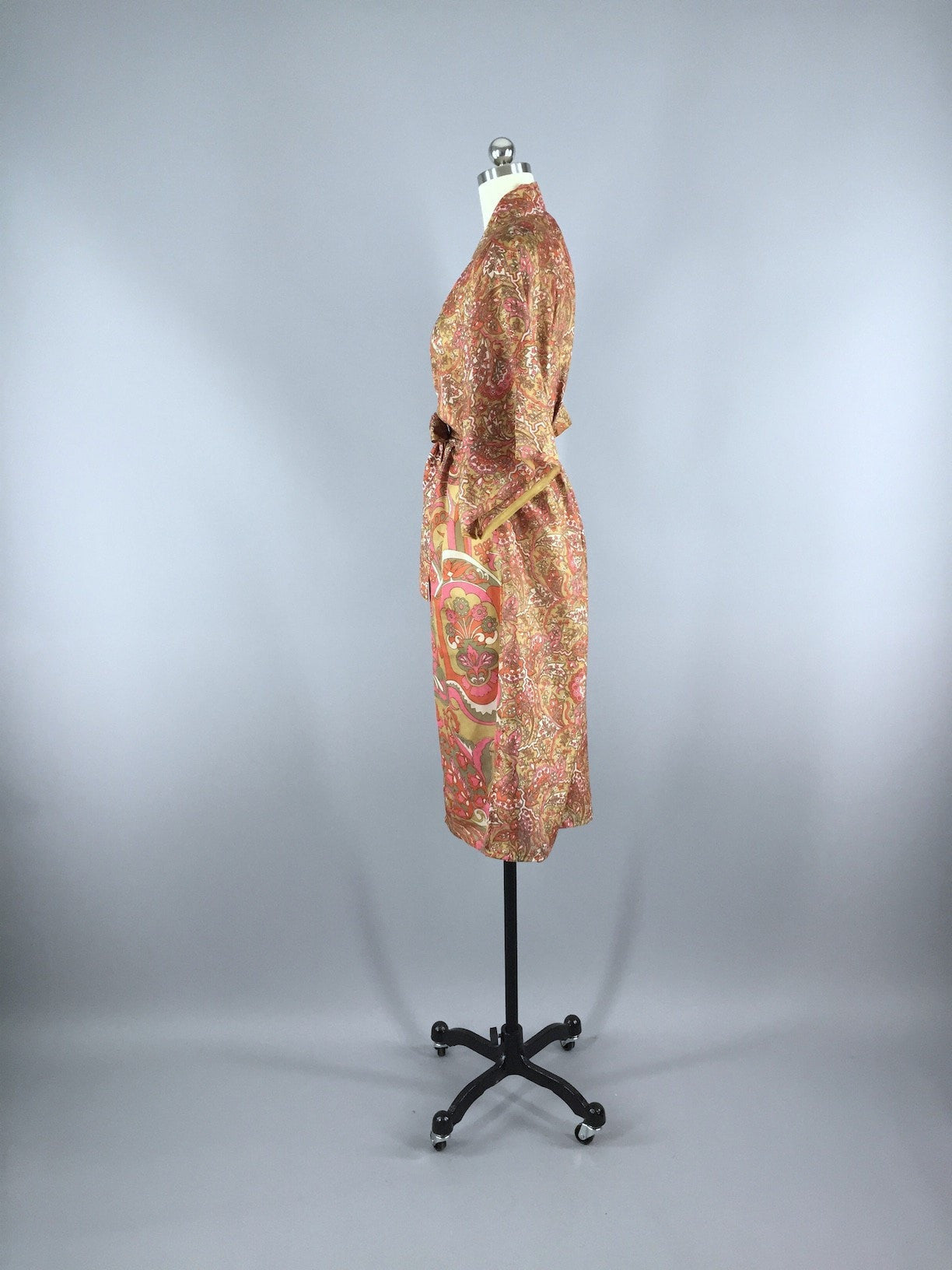 Silk Sari Robe / Autumn Orange Floral - ThisBlueBird
