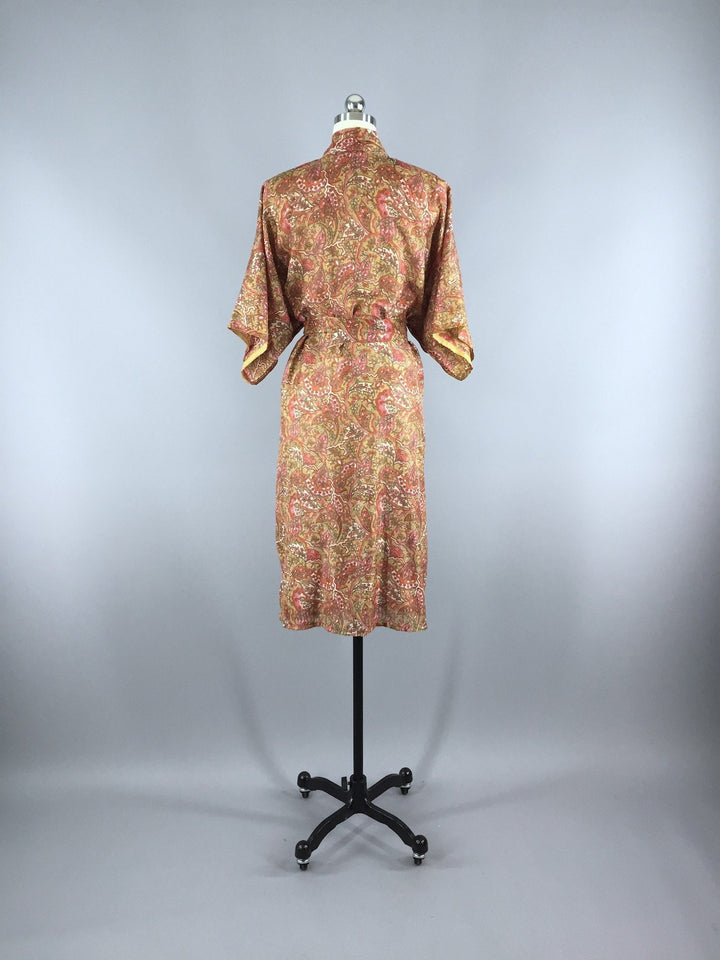 Silk Sari Robe / Autumn Orange Floral - ThisBlueBird