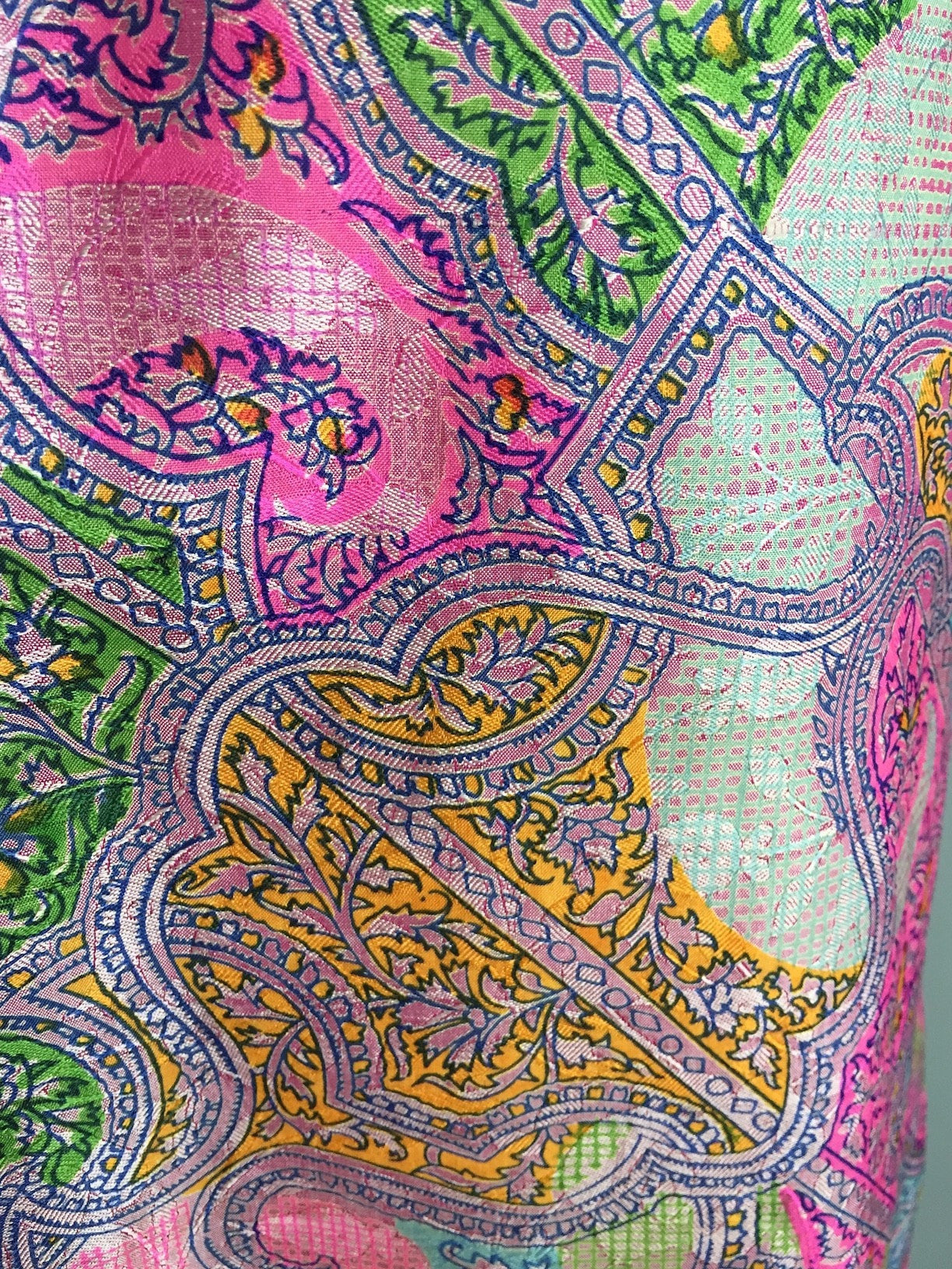 Silk Sari Robe / Pink Paisley Brocade - ThisBlueBird