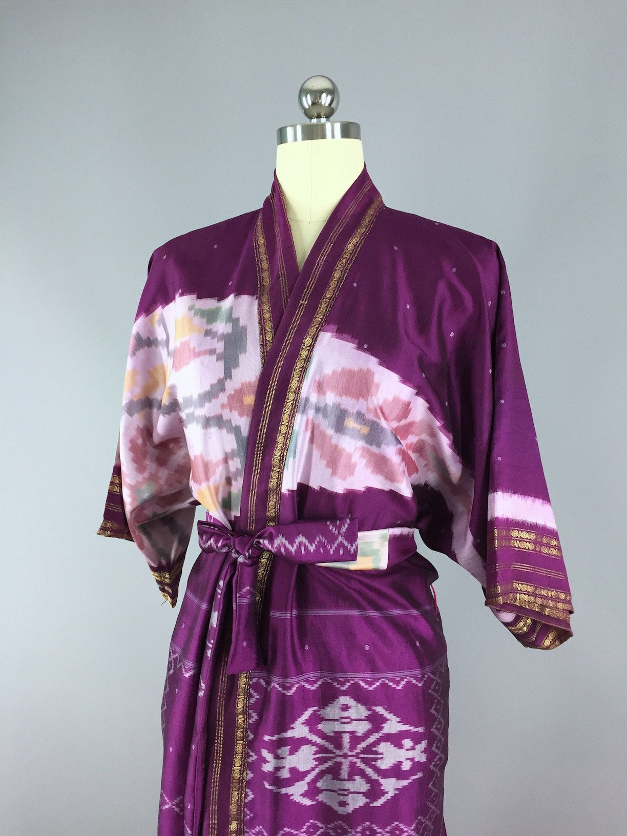 Silk Sari Robe / Purple Ikat – ThisBlueBird