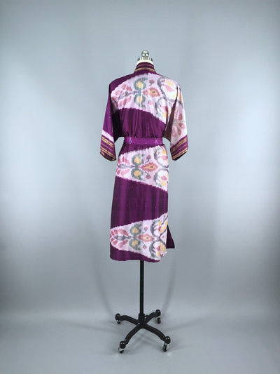 Silk Sari Robe / Purple Ikat - ThisBlueBird
