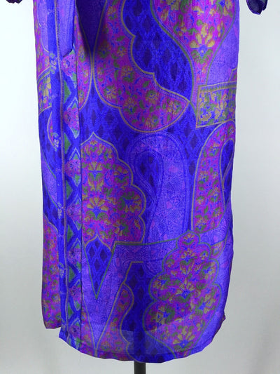 Silk Sari Robe / Royal Blue Floral - ThisBlueBird