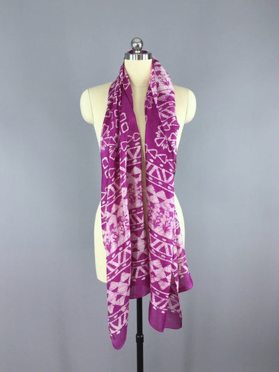 Silk Sari Scarf Shawl Wrap / Purple Batik - ThisBlueBird