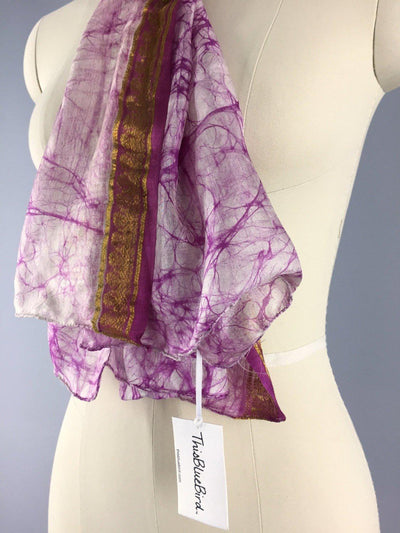 Silk Sari Scarf Shawl Wrap / Tie Dye Batik Print / 68 Inches Long - ThisBlueBird