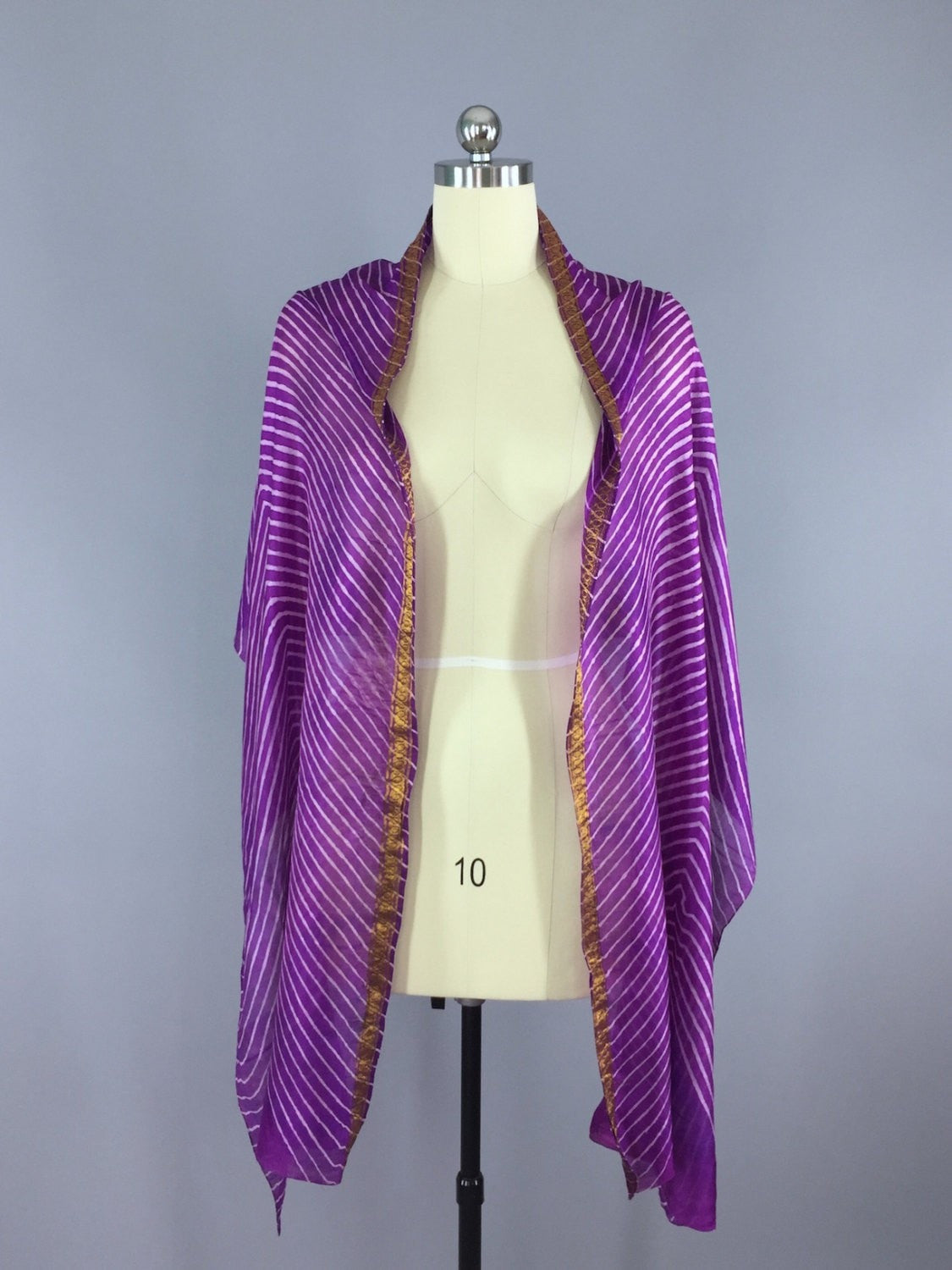 Silk Sari Scarf Wrap / Purple Chevron Stripes - ThisBlueBird