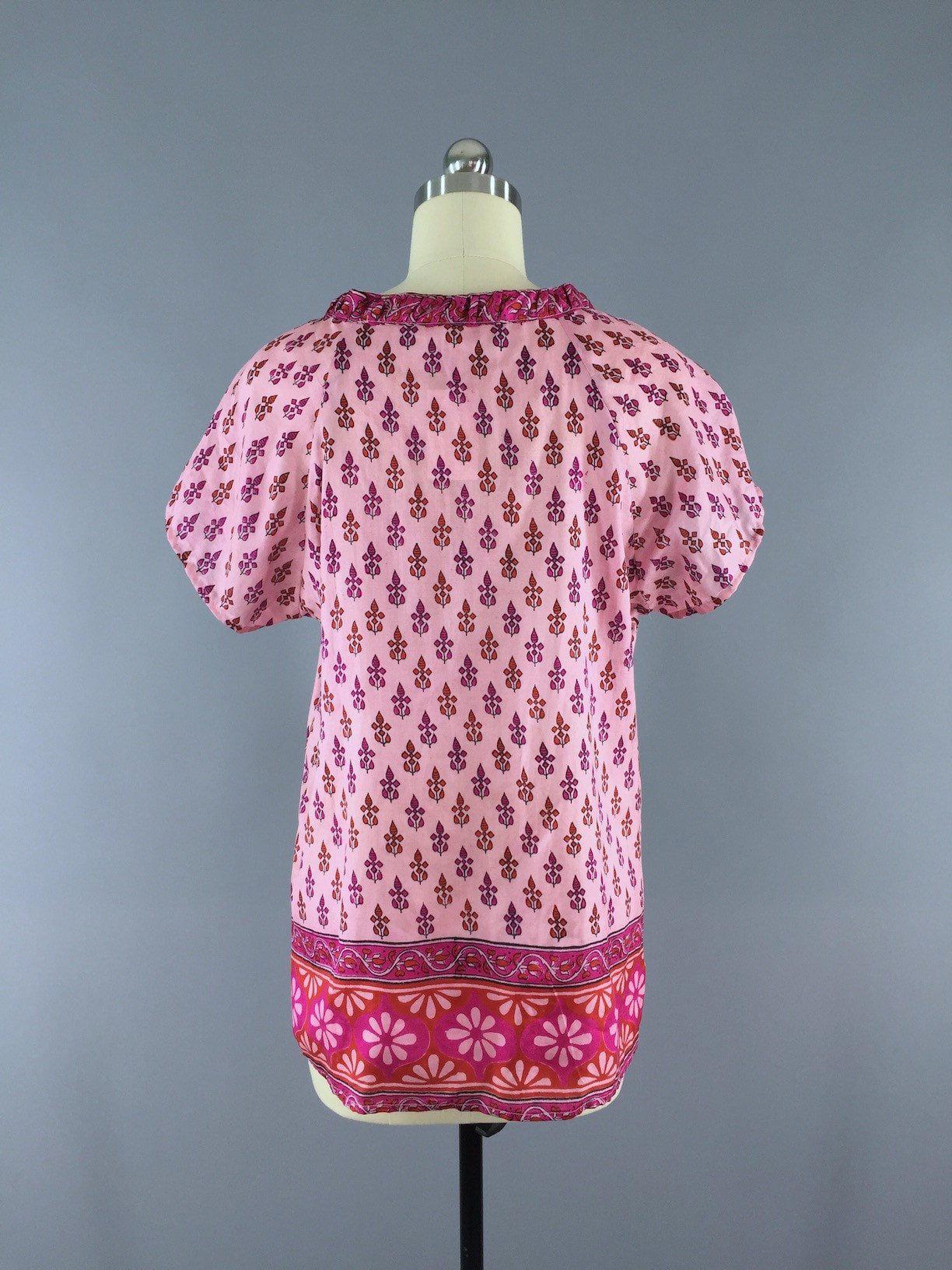 Silk T-Shirt Blouse / Vintage Indian Sari - ThisBlueBird