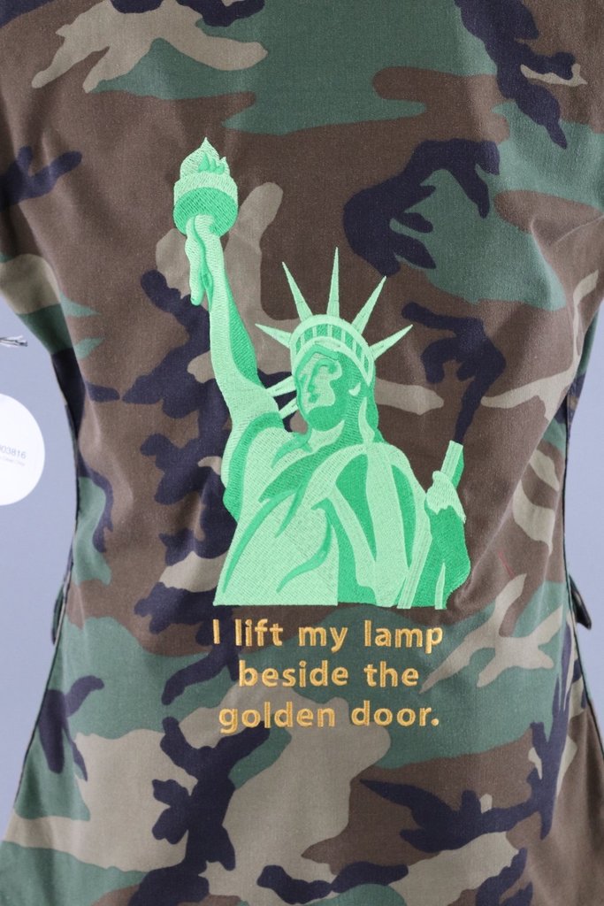 Statue of Liberty Embroidered Camo US Army Vest / I Lift My Lamp Beside the Golden Door / #Resist - ThisBlueBird