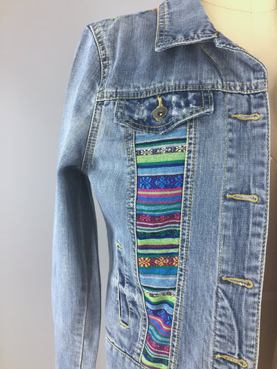 Sugar Skull Owl Embroidered Denim Jacket / Día de Muertos Patch / Mexican Day of the Dead Embroidery - ThisBlueBird