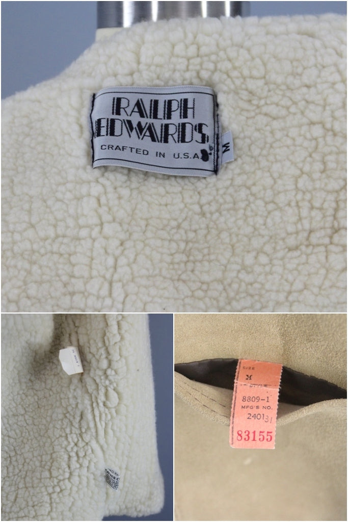 Vintage Suede Leather Vest with Sherpa Lining-ThisBlueBird