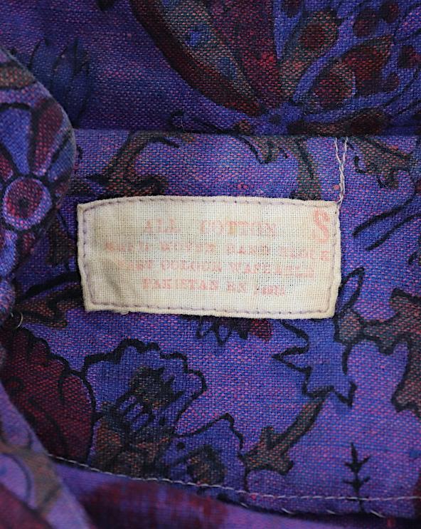 Vintage 1970s Purple Butterflies Cotton Tunic Dress - ThisBlueBird