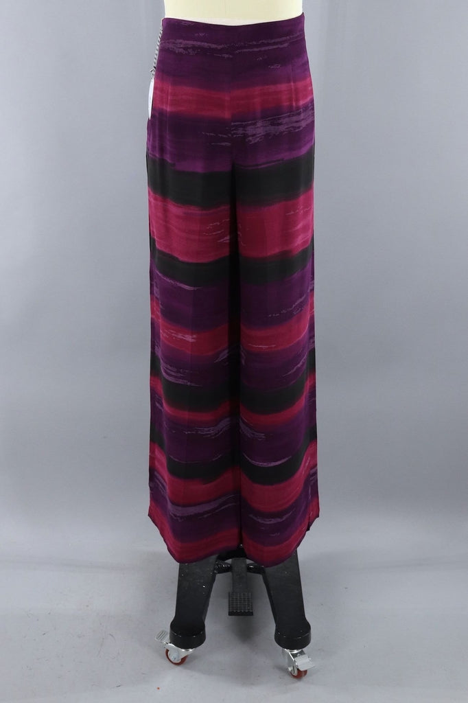 Vintage Gianfranco Ferre Palazzo Pants / Purple Watercolor Stripes - ThisBlueBird