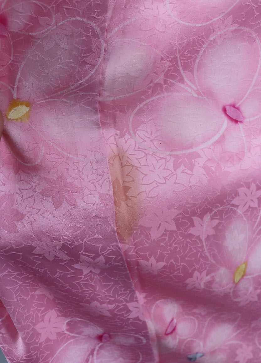 Vintage Silk Kimono Robe / Pink Butterflies - ThisBlueBird