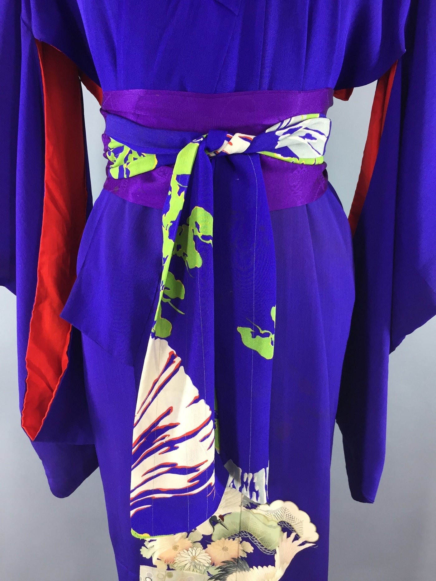 Vintage 1910-1920 Silk Kimono Robe / Purple Peonies Irotomesode ...