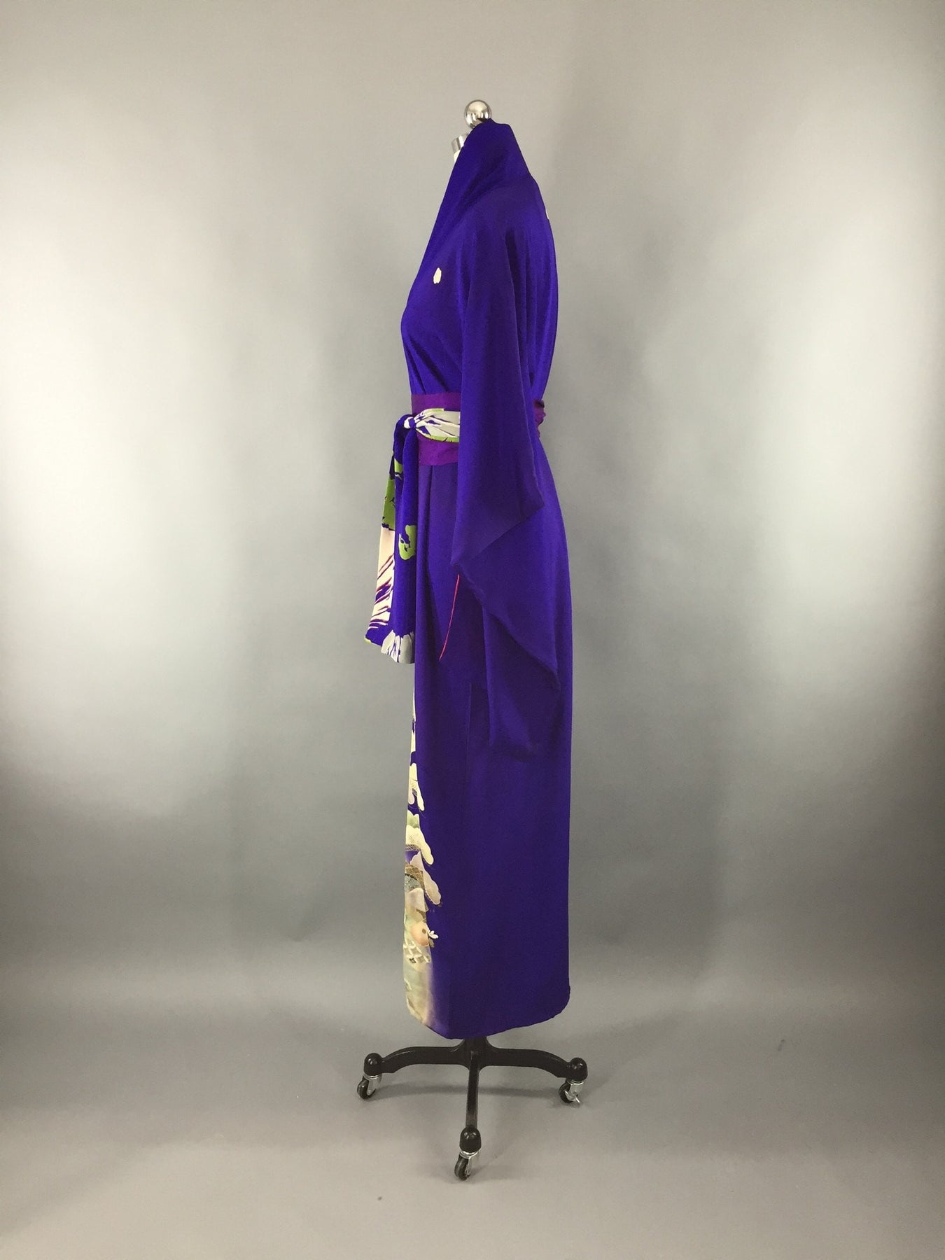 Vintage 1910-1920 Silk Kimono Robe / Purple Peonies Irotomesode ...