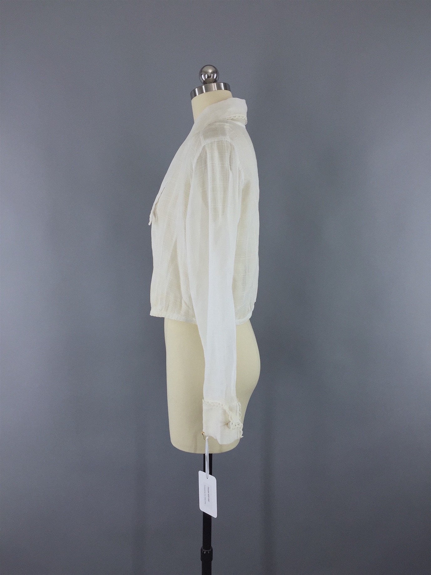 Vintage 1910s-1920s Blouse / White Cotton "Wayne Maid"  Cropped Shirt - ThisBlueBird