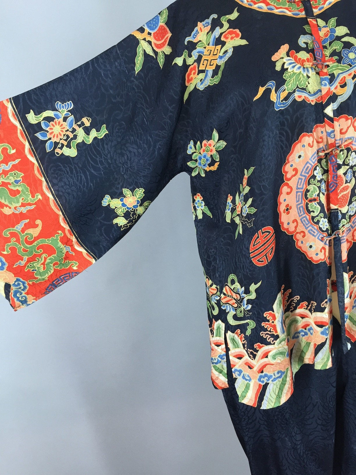 Vintage 1920s - 1930s Silk Pajamas / Art Deco Chinoiserie Dragons - ThisBlueBird