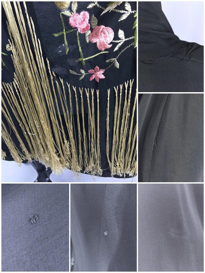 Vintage 1920s Art Deco Robe / Fringed Piano Shawl Kimono - ThisBlueBird