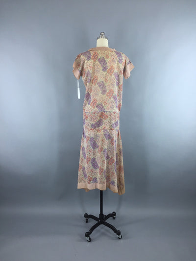 Vintage 1920s Dress / Cotton 20s Day Dress - ThisBlueBird