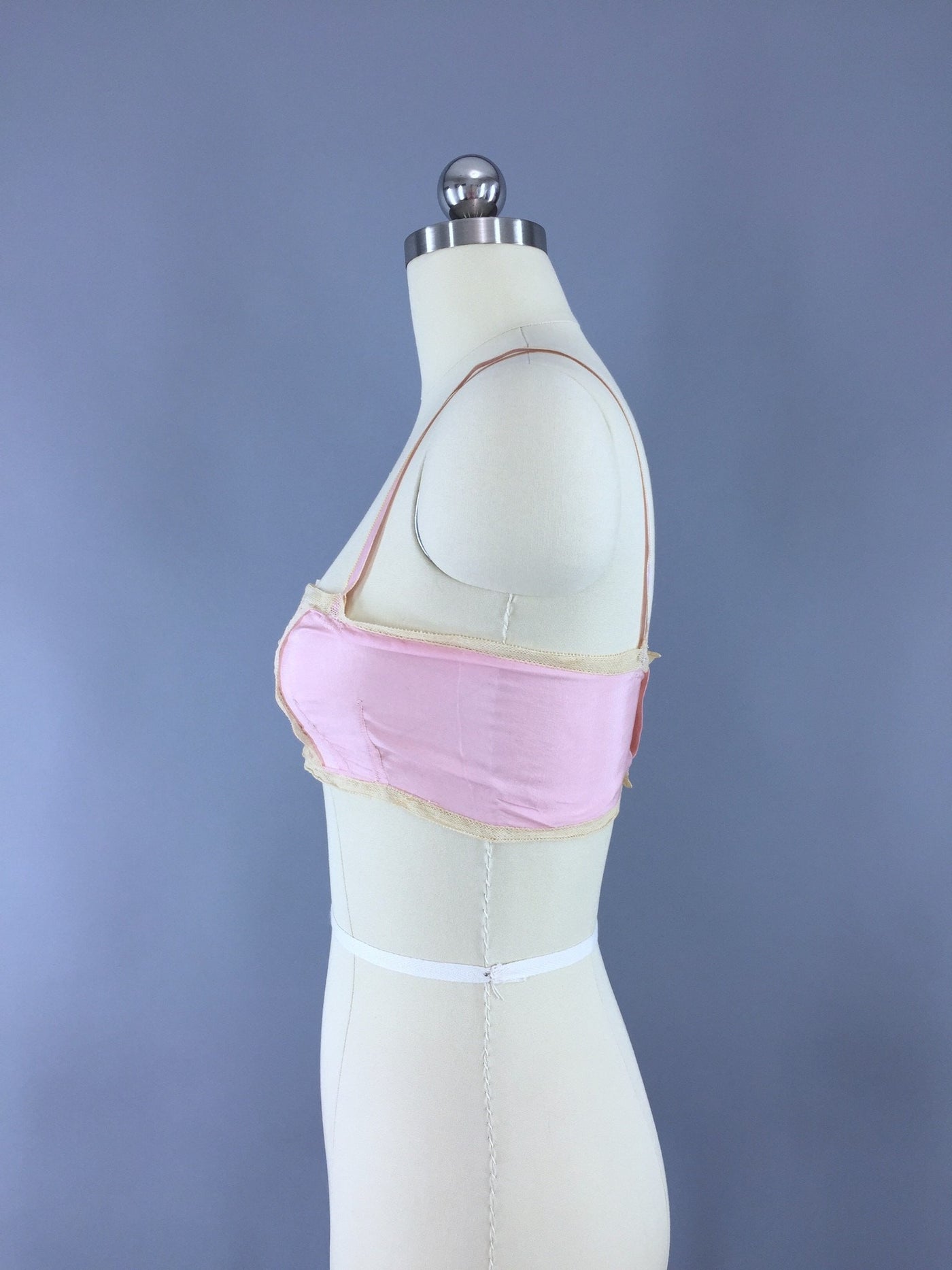 Vintage 1920s Pink Silk and Lace Bra by Nanette Undies - ThisBlueBird