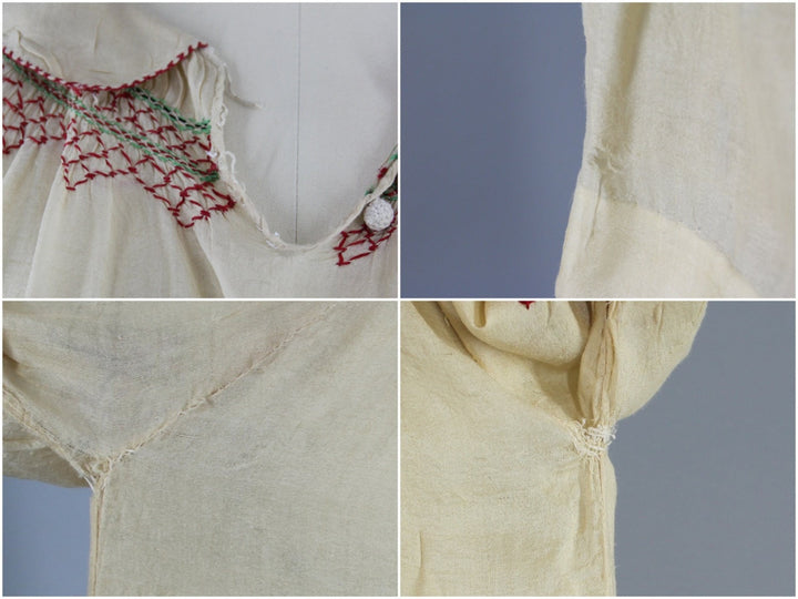 Vintage 1920s Pongee Silk Embroidered Peasant Blouse - ThisBlueBird