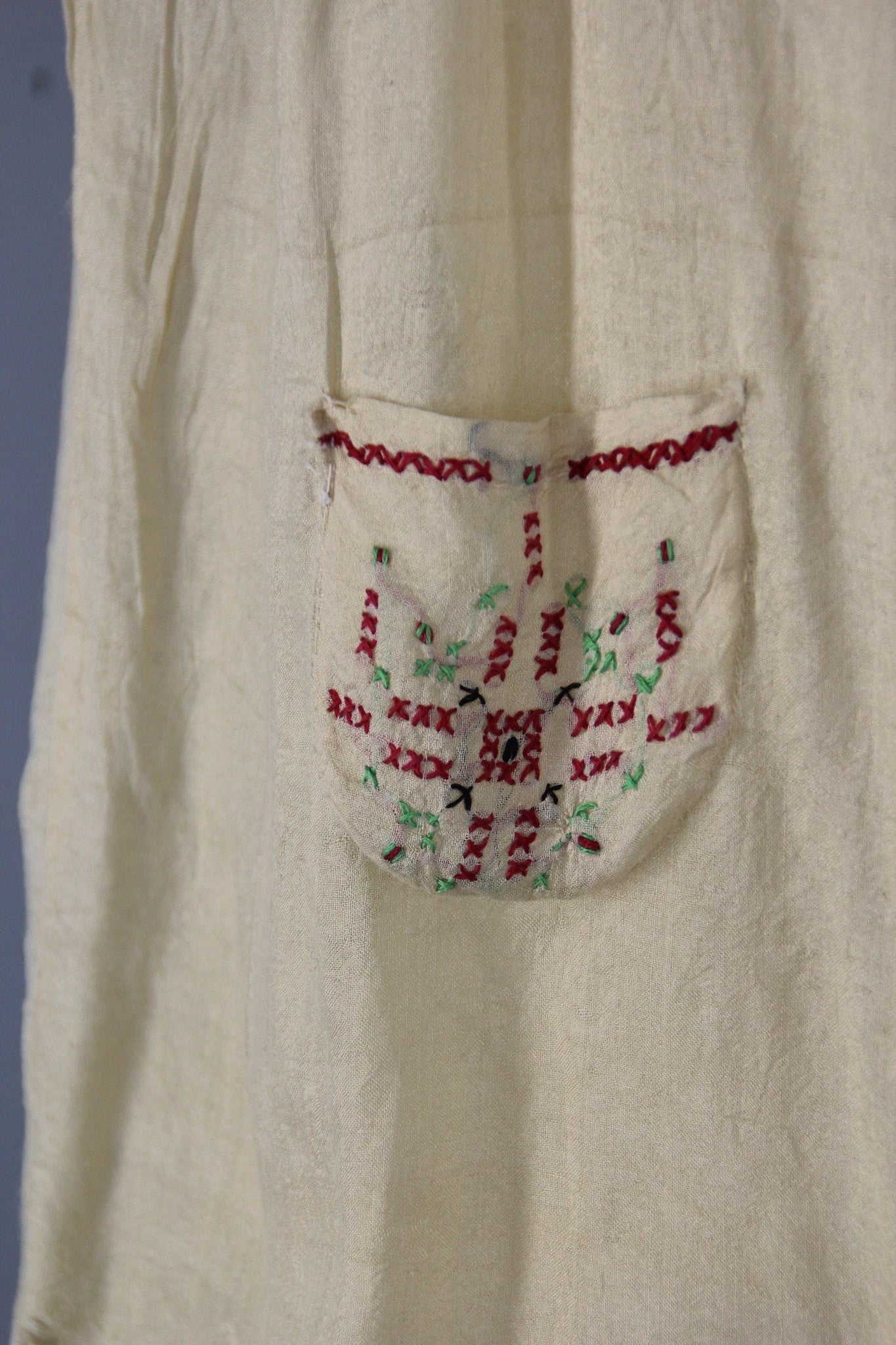 Vintage 1920s Pongee Silk Embroidered Peasant Blouse - ThisBlueBird