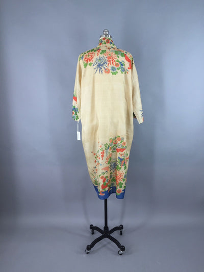 Vintage 1920s Raw Silk Robe / Art Deco Silk Wrapper - ThisBlueBird