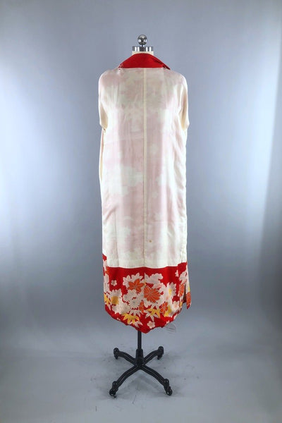 Vintage 1920s Red Floral Silk Kimono-ThisBlueBird - Modern Vintage