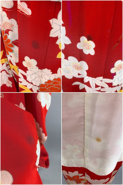 Vintage 1920s Red Floral Silk Kimono-ThisBlueBird - Modern Vintage
