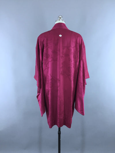 Vintage 1920s Silk Haori Kimono Cardigan Jacket in Magenta Purple - ThisBlueBird
