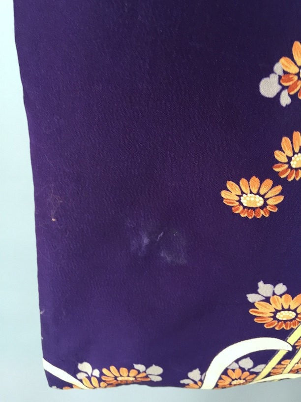 Vintage 1920s Silk Haori Kimono Cardigan Jacket / Purple Chrysanthemum - ThisBlueBird